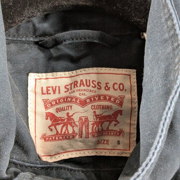 Levis Jacket Womens Small Navy Blue Long Sleeve Snap Button Pockets Nautical - Picture 4 of 11